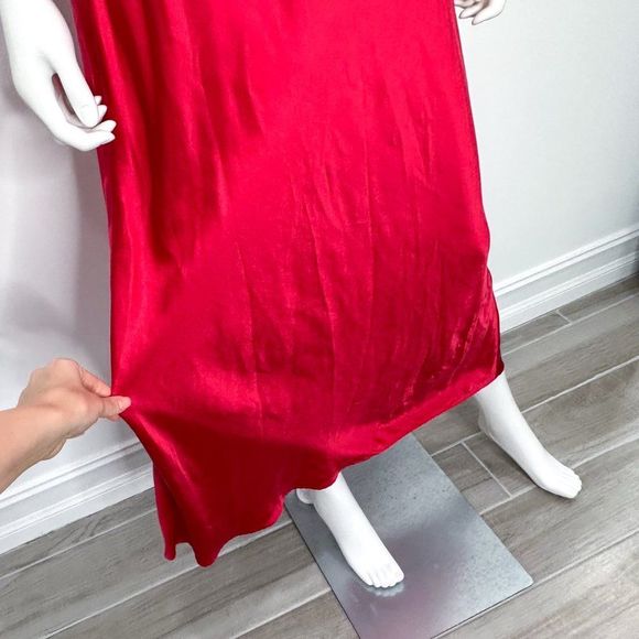 Victoria’s Secret Vintage Y2K Silk Slip Dress Maxi Mesh Detail in Red Women's - Picture 7 of 16
